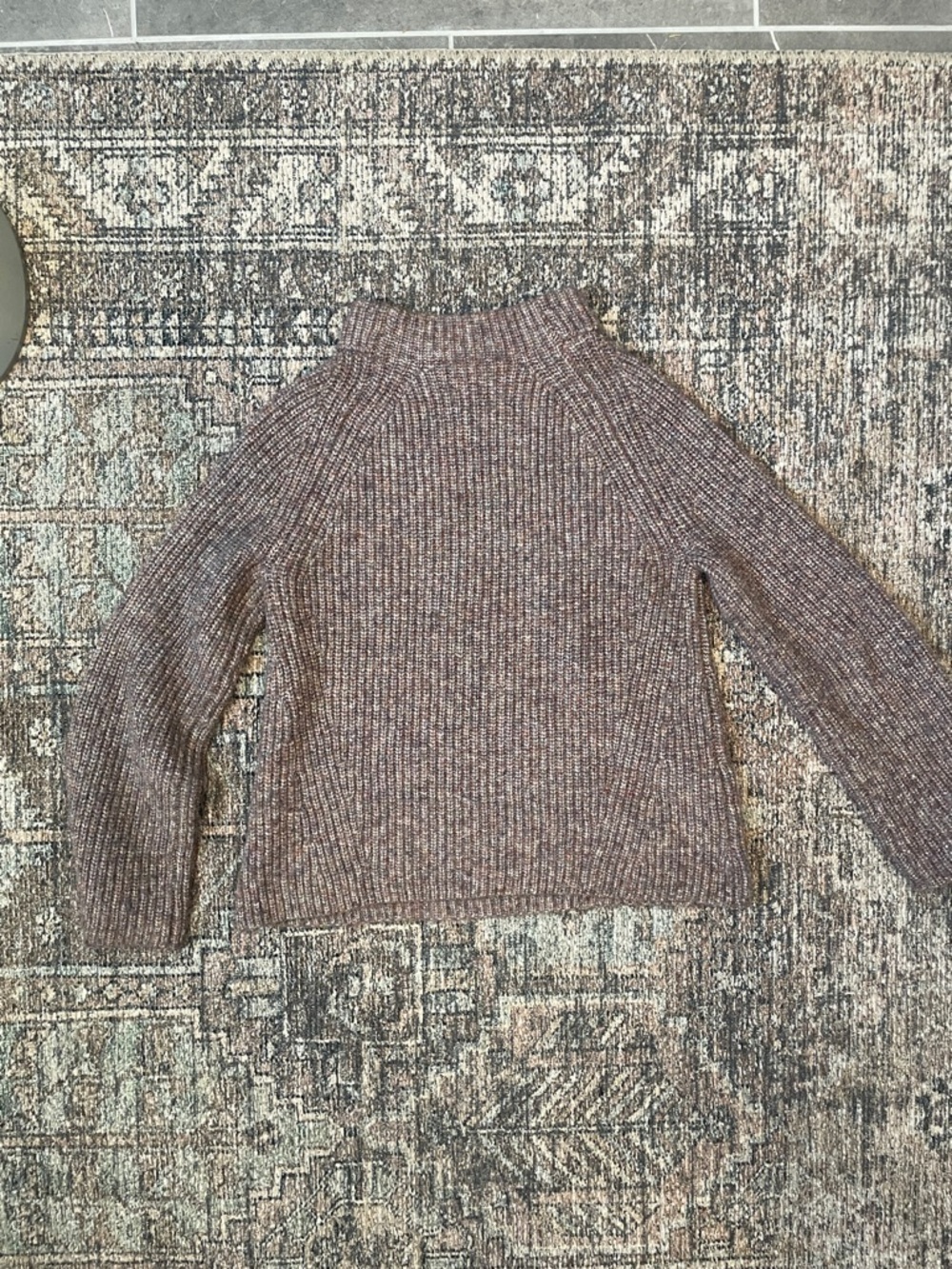 Ann Taylor Purple Marled Knit Sweater S Mock Neck Soft Textured Cozy Fall Winter - Picture 5 of 6